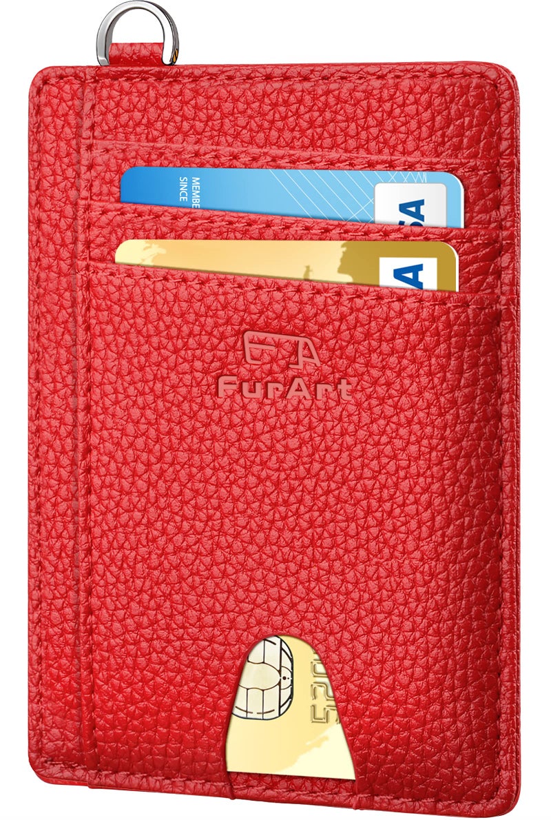 FurArt Slim Minimalist Wallet, Front Pocket Wallets, RFID Blocking, Credit Card Holder for Men-Cerise - Image 1